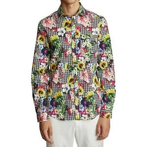 Paisley & Gray Houndstooth Floral Long Sleeve Dress Shirt Mens XL Slim Fit NEW